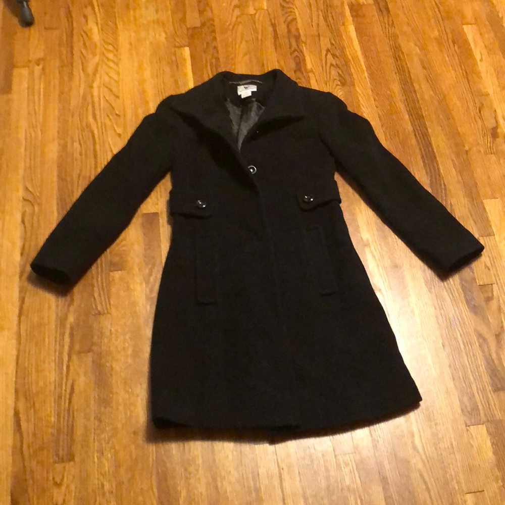 Black wool trench coat